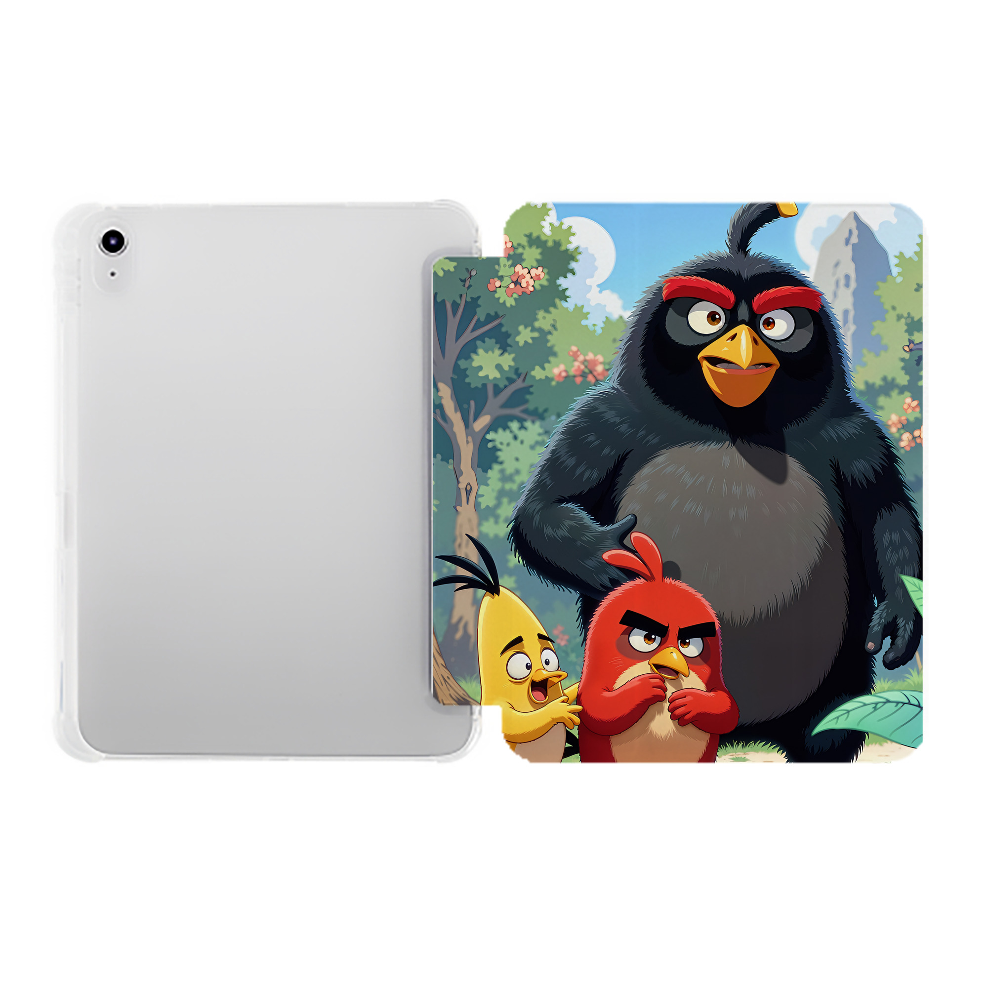 （画像用） Angry Birds アングリーバード IPad ケース ペン収納付き 三つ折りスタンド PUレザー×シリコン 対応機種9.5/10.5/10.9インチ